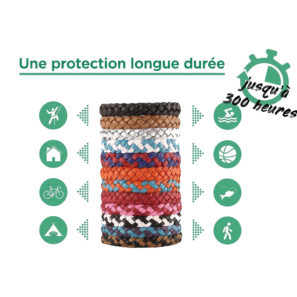 Bracelet anti-moustique Cosiora — protection longue durée jusqu'à 300 heures