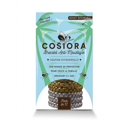 Sachet refermable Bracelet anti-moustique Cosiora — pack de 12 parfum citronnelle