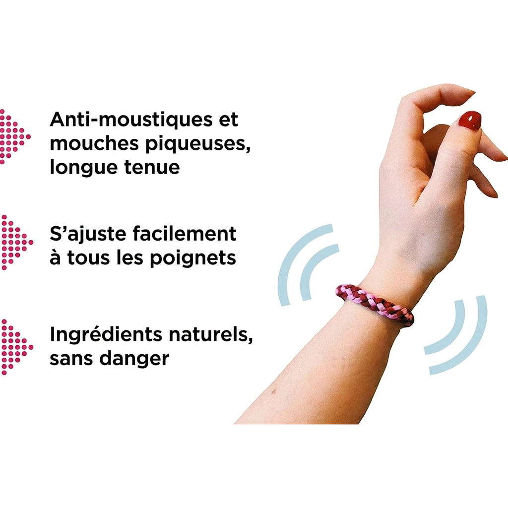Bracelet anti-moustique Cosiora — anti-moustiques, s'ajuste à tous les poignets, ingrédients naturels