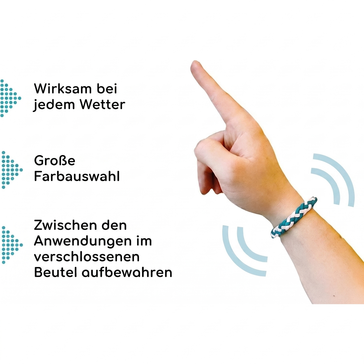 Wirksam bei jedem Wetter und große Farbauswahl — Mückenarmband Cosiora