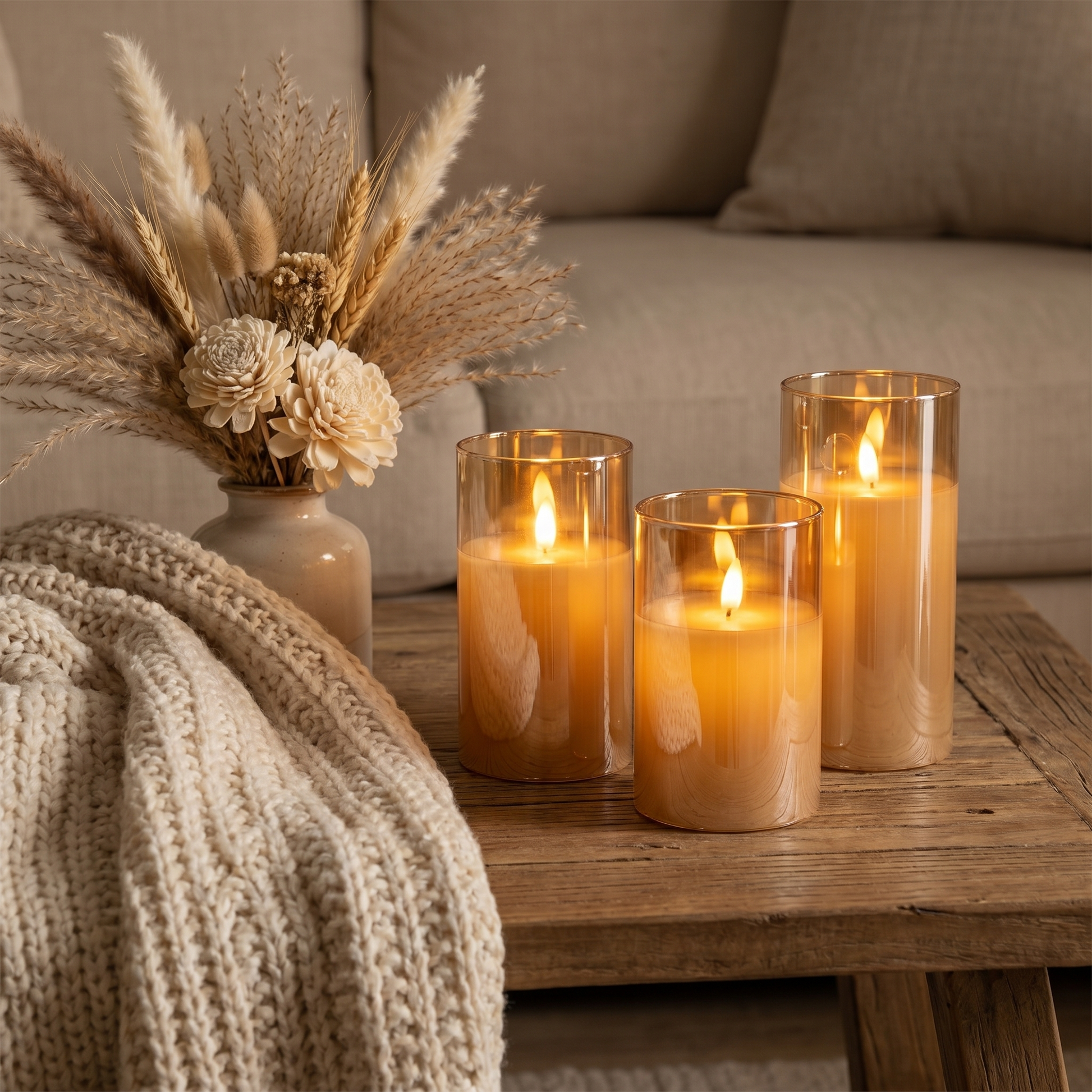 bougie led rechargeable flamme réaliste ambiance salon cocooning
