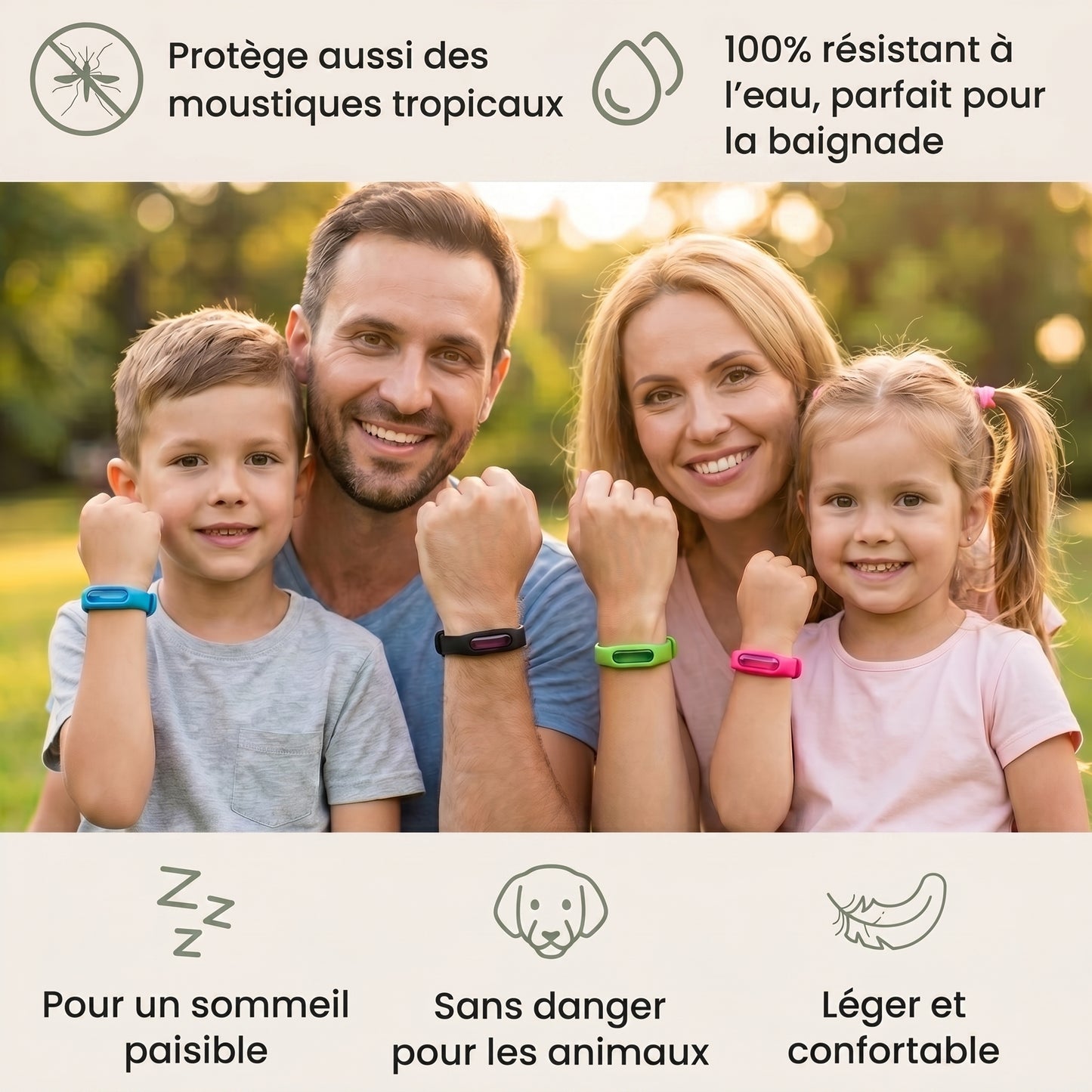 Bracelet Anti Moustique Efficace | 100% Naturel Rechargeable