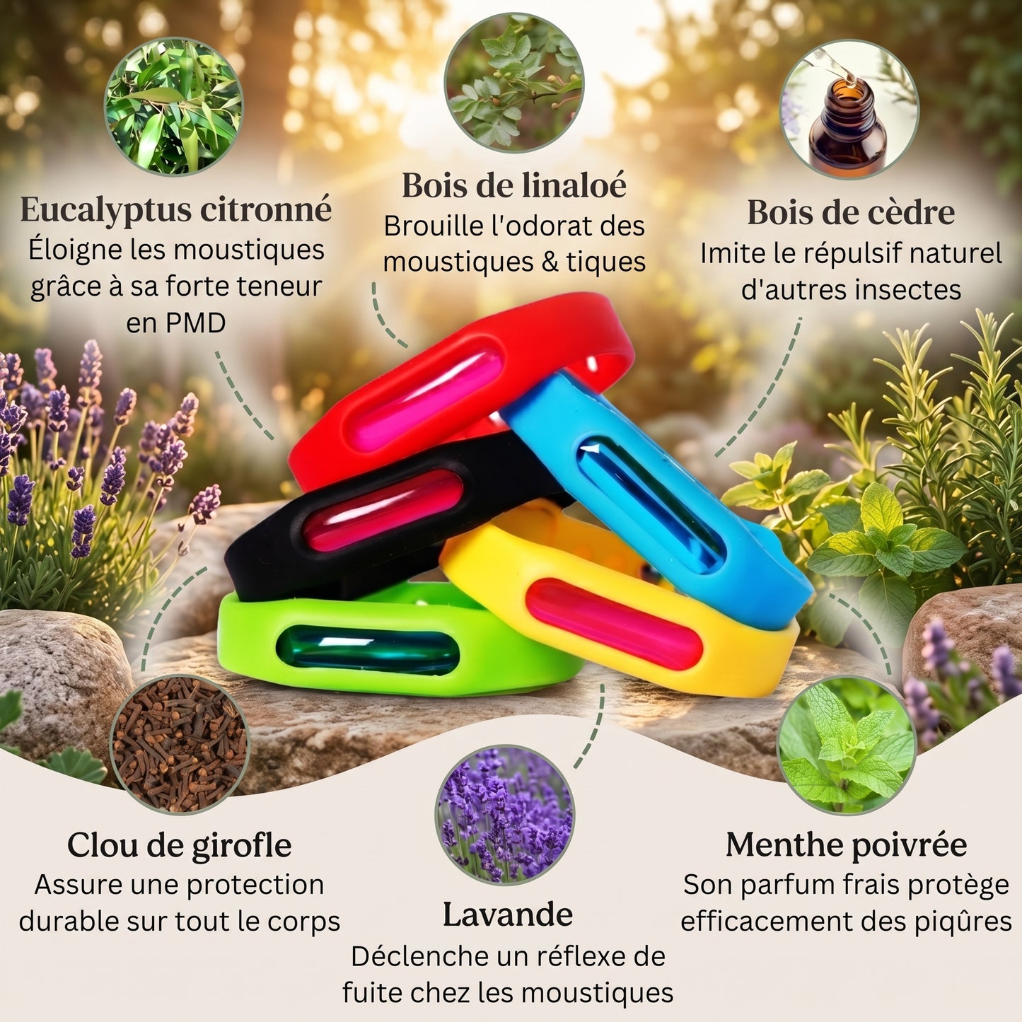 Bracelet Anti Moustique Efficace | 100% Naturel Rechargeable