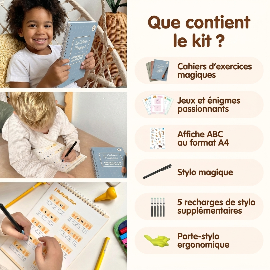 Cahier Magique Réutilisable — Apprendre à Écrire Sans Stress