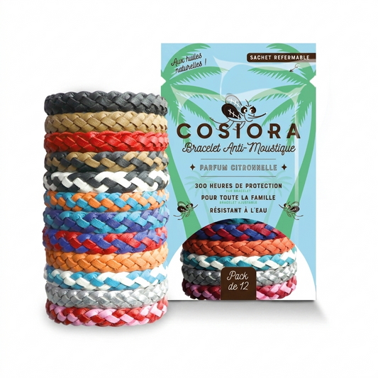 Sachet COSIORA bracelet anti-moustique aux huiles naturelles — pack de 12