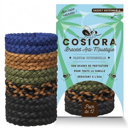 Sachet COSIORA bracelet anti-moustique avec bracelets tressés tons neutres