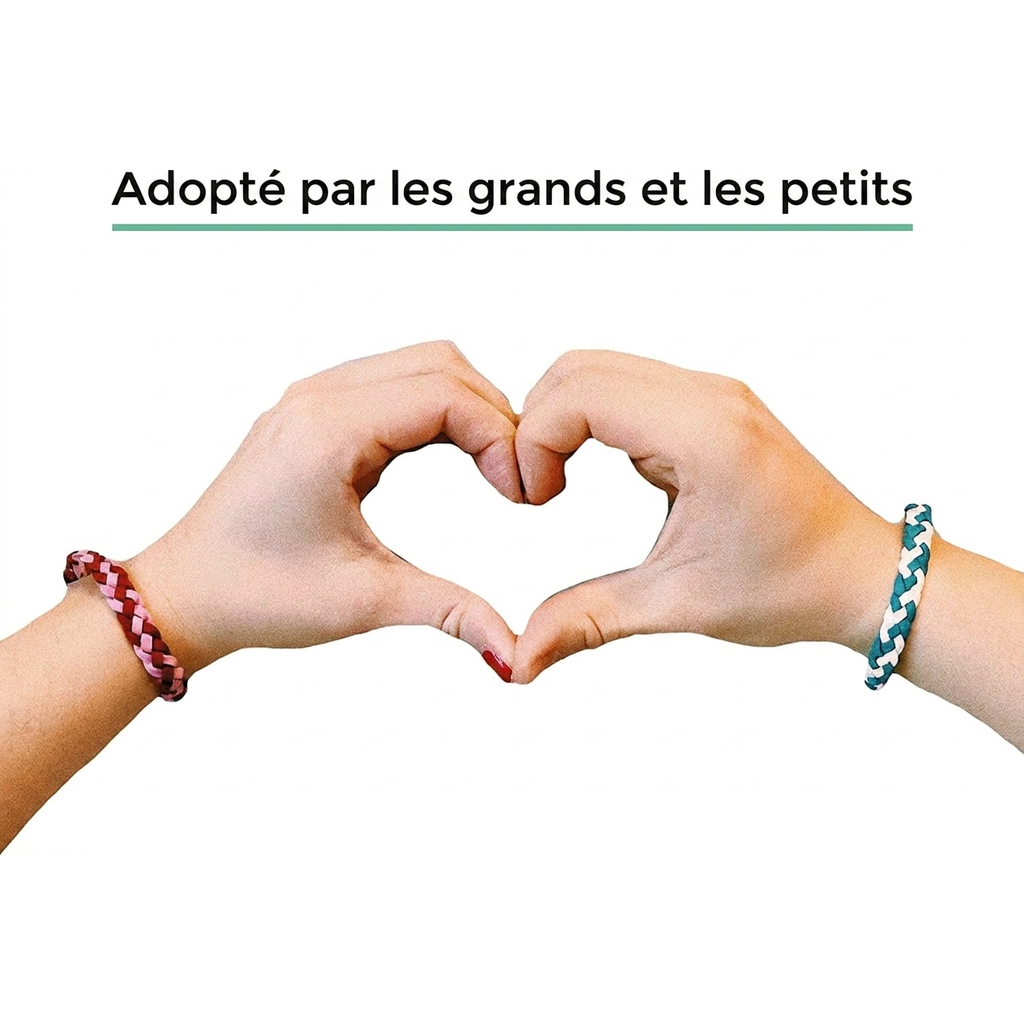 Bracelet anti-moustique Cosiora adopté par les grands et les petits — mains en cœur